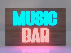 3D Music Bar Board Glowing Text 3D model