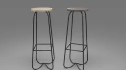Bar Stool with Steel Legs Low-poly  3D model