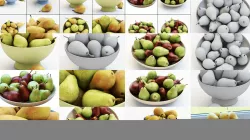 Collection of pears 3 vases 