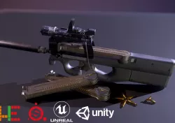HIE Game Ready P90 Attached D180521 Low-poly  3D model