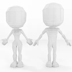 Human female and male cartoon low poly base mesh set 3D Model Collection