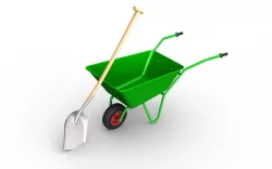 Wheelbarrow with shovel