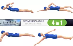 4 Female Swimming Animations BUNDLE 3D Model Collection