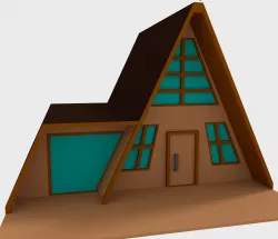  A-Frame Cabin Low-poly  3D model