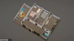 Apartment - interior and props Low-poly  3D model