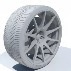  Car wheel disk tire  brake caliper and brake disk Low-poly  3D model
