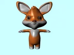 Cartoon Cute Fox humanoid  Low-poly  3D model