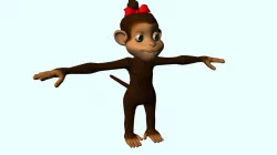 Cartoon Cute Girl Monkey humanoid Rigged Low-poly  3D model