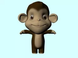 Cartoon Cute monkey humanoid  Low-poly  3D model