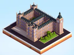Cartoon Low Poly Big Ben Landmark Low-poly  3D model