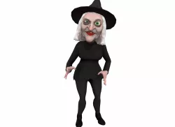 Cartoon witch rigged animated game ready 3D character Low-poly  3D model