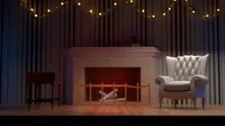 Christmas Room with fireplace and christmas lights 3D model