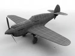  Curtiss P40-B Aircraft WWII Low-poly  3D model