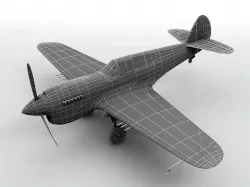  Curtiss P40-E Aircraft WWII Low-poly  3D model