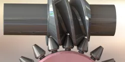 Double enveloping worm shaft with roller gear