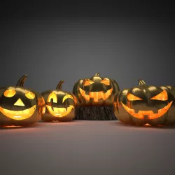 Halloween golden pumpkins 3D model