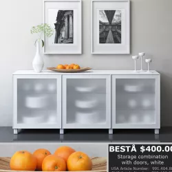 IKEA BESTA Storage combination with doors Glassvik frosted glass 3D model