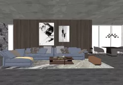 living room dining room 3D model