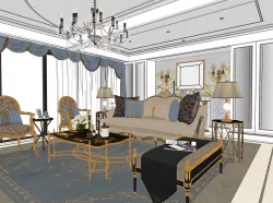 living room dining room 3D model