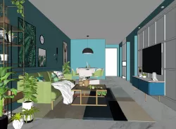 living room dining room 3D model
