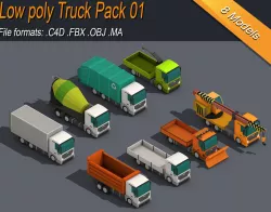 Low Poly Truck Pack 01 Isometric Low-poly  3D model