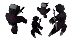 Ninja outfit for Basic human RIGGED Low-poly  3D model