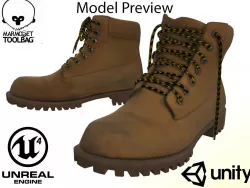 Nubuck boots Low-poly  3D model
