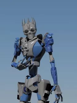 Robot humanoid with skull 3D model