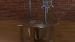 "Santa Maria" style fire pit/grill assembly