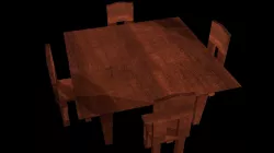 Simple table and chairs Low-poly  3D model