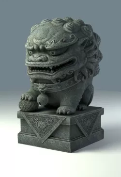 Stylized Chinese Guardian Lion Statue 3D model