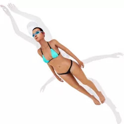 Swimming girl animation 3D model