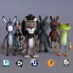 Toon Humanoid Animals Volume 1 Low-poly  3D model