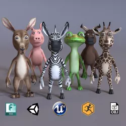 Toon Humanoid Animals Volume 2 Low-poly  3D model