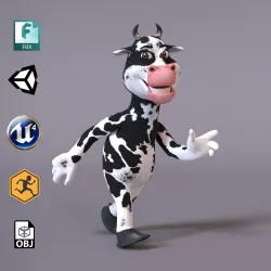 Toon Humanoid Cow Low-poly  3D model