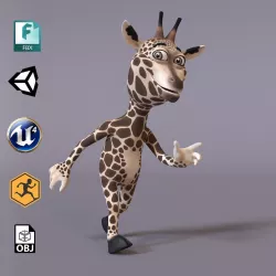 Toon Humanoid Giraffe Low-poly  3D model