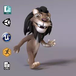 Toon Humanoid Lion Low-poly  3D model