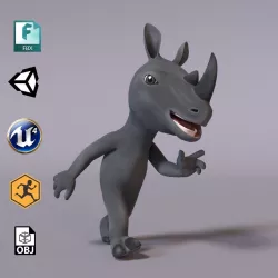 Toon Humanoid Rhinoceros Low-poly  3D model