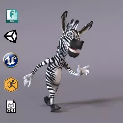 Toon Humanoid Zebra Low-poly  3D model