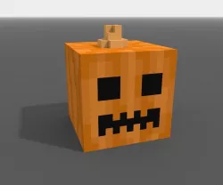 Voxel minecraft-style Halloween pumpkin jack-o-lantern 3D model