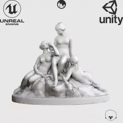 VR Sculpture Three Graces by Edward Baily Ultra-Low-Poly Low-poly  3D model