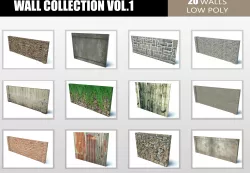 Wall Collection Low-poly  3D model