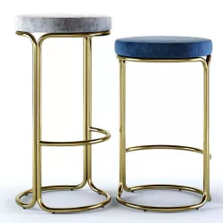 West Elm Cora Bar and Counter Stools Low-poly  3D model