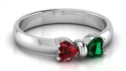 Bow Ring - 2 Heart Birthstones Ring  3D print model