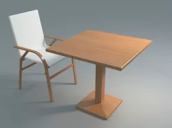 Cafe Table and Chair Low-poly  3D model