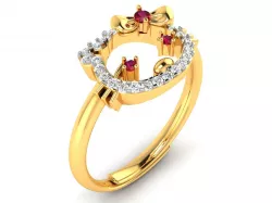 Cat Face Shaped Engagement Ring With Diamonds 3D print model