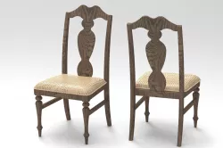 Dining side chair ( Fabric + Cane)