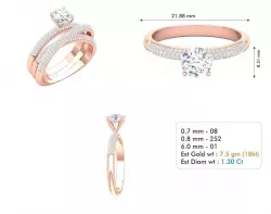 Engagement ring diamond side ring 6 mm 75 ct gold 3D print model