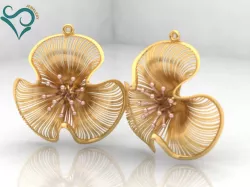 Gold earrings wedding  Jewellry 3d printable  3D print model