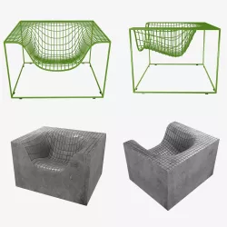 Grid and concrete thing armchairs by nola 3D model